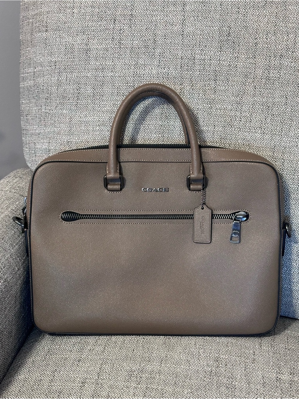 Coach Brown (Dark Stone) Leather Briefcase Bag NWT